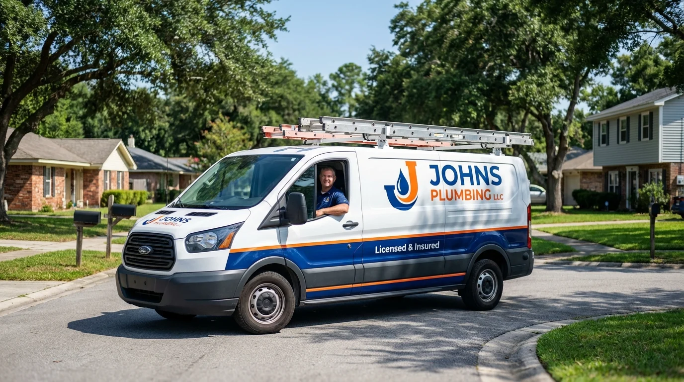 Johns Plumbing LLC service van in Dimmitt, TX