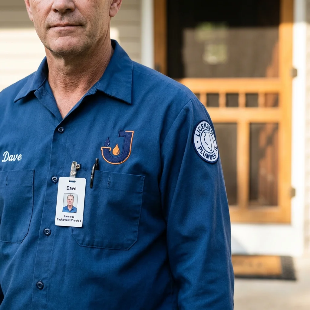 Licensed plumber showing ID badge in Dimmitt, TX